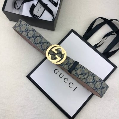 配全套包装盒 Gucci 古奇官网经典款 正品规格 原单品质 专柜pvc提花面料 头层进口变色磨砂底 官网40Mm 双g抛光亮面扣