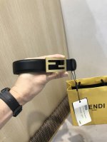配送专柜包装 打孔针 特批 新款 Fd 宽30Mm 标志造型皮带 双F 扣式带扣 双面原版进口小牛皮搭配 镀金表面金属制品 品质保证 非市场通货