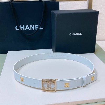 特 C Hanel 24S Cc 水钻 Logo字母搭扣 黄铜金属小牛皮腰带 手感柔软 细腻 3.0Cm