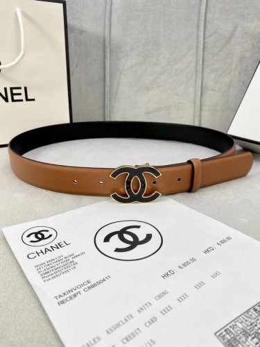 特 宽度3.0Cm Chanel 香奈儿 进口柔软小牛皮 金 银色金属磨胶钢扣。