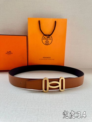 HermèS 爱马仕皮带 原单品质 单面荔枝纹 34Mm宽 双面可用 配官网H扣