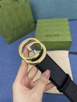 配全套包装礼盒 Gucci，原厂精密电渡扣头，意大利原厂皮，宽4.0Cm，代购级。