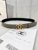 宽度3.0Cm Chanel 香奈儿 荔枝纹牛皮 金 银 色镶钻钢扣。
