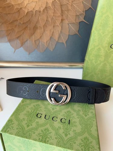 Gucci.古驰 全套包装 3.8Cm进口小牛皮压花, 专柜正品1:1完美复刻. 原版底皮, 采用热压印技术的Gucci Signature皮革精制而成，触感厚