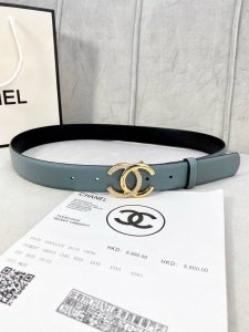 特 宽度3.0Cm Chanel 香奈儿 经典款平纹 两面原版牛皮金 银 色镶钻钢扣。