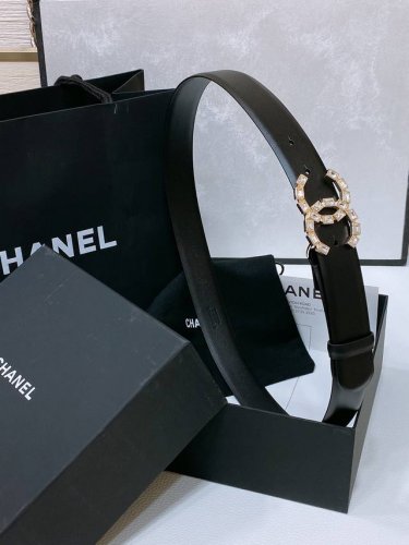 特 P190 Chanel 24C 水钻Logo搭扣 黄铜金属扣 进口胎牛皮 手感柔软 细腻 3.0Cm