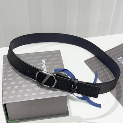 杰尼亚，头层牛皮 宽3.5Cm 官网同步，纯铜金属标识，适合商务低调人士！双面均可佩戴