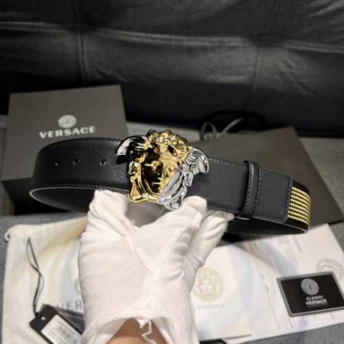 范思哲 ，宽4.0Cm， 原单货，专柜同款、实拍图，带身采用原厂进口原版皮镶满纯铜柳丁，.牛皮，结合精致的美人图扣头，时尚与美的聚焦，触碰手感舒适，有质感，清晰