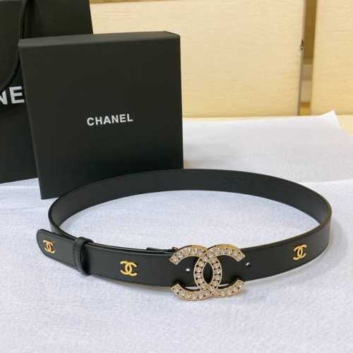 Chanel 23P Cc 水钻 金 与银 小牛皮腰带 3.0Cm精品 精致 典雅