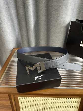特 Montblanc 万宝龙男士皮带 宽度 3.5Cm宽 意大利进口小牛皮配以精品抛光五金扣 腰带细节完美 长度可自行裁剪 - 点击图像关闭