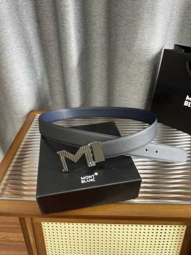 特 Montblanc 万宝龙男士皮带 宽度 3.5Cm宽 意大利进口小牛皮配以精品抛光五金扣 腰带细节完美 长度可自行裁剪