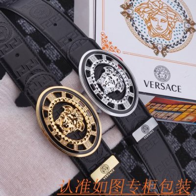 品名：范思哲 原单 材料：百分百头层牛皮腰带，保证真皮皮带，专柜原单品质、做工精细，送人自用首选包装： 请认准如图专柜包装，赠送打孔器，银联发票，宽度3.8Cm