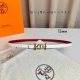 HermèS 爱马仕女款细腰带 原单品质 原版进口E手掌纹配进口小牛皮底 双面可用 白色红色 13Mm宽 搭配H亮金 银扣