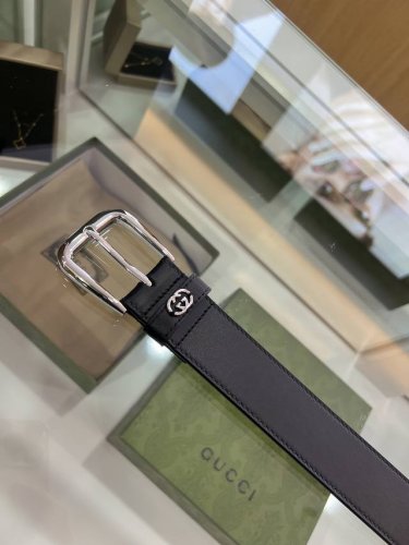 双G专柜新款 正品开模，双面头层牛皮纯铜五金电镀，商务休闲款 简约百搭3.5Cm