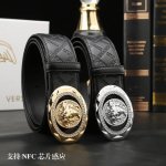 特 范思哲秘原单高档品质专柜官网同步支持Nfc感应宽度3.9精美镶钻扣头意大利双面进口头层小牛皮原版美人头花纹手感极佳 上身郊果棒男士最爱商务休闲两用长度100