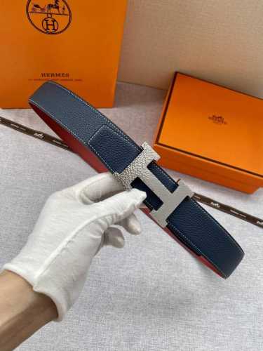 特P210 爱马仕Hermes男士腰带皮带38Mm 枣红底 双面双色使用