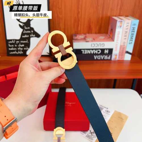 Ferrago 菲拉F 雙面头层牛皮 全新效果精钢材质搭扣 寬度35毫米 該皮帶可調節 且能根據需要裁剪達到修身效果