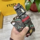 图片包装＋10 Fendi 芬迪 专柜同款 宽4.0Cm 双环正反两面用腰带 Ff按钉搭扣 红色Cuoio Romano皮革材质 反面棕色Ff帆布 饰有拼色Fe