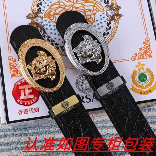 品名：Versace.范思哲原单 材料：百分百头层牛皮，保证真皮。24K纯钢扣双面可用专柜同等质量， 送人自用首选 包装： 请认准如图专柜包装，赠送打孔器，银联