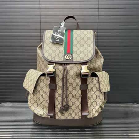 Gucci 古奇 印花双G 双肩包 背包 书包 男女通用 实物拍摄 原厂原版面料 配送防尘布袋 34 X 42 Cm。 - 点击图像关闭