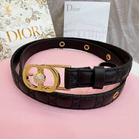 Dior 羊皮绣线女士迪家时尚款腰带，2Cm平滑扣钻细版皮带！ - 点击图像关闭