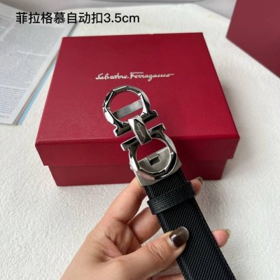 特 品牌： 菲拉格慕 新款进口小牛皮，手感细腻柔软。搭配纯钢自动精品钢扣，男士必备！宽度：3.5Cm