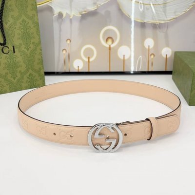特 Gucci古驰 3.0Cm 双面头层小牛皮 原厂皮料订做 经典压花面搭配铜扣 时尚百搭 码数：75 80 85 90 95 100 105 110