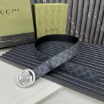 Gucci 专柜新版横标 编码411924 Kgdhk 1476 双面进口原厂防水pvc材质 比牛皮还耐用 宽度4.0Cm 经典大饼双G带扣