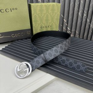 Gucci 专柜新版横标 编码411924 Kgdhk 1476 双面进口原厂防水pvc材质 比牛皮还耐用 宽度4.0Cm 经典大饼双G带扣