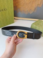Gucci 经典全皮压花，专柜新版Logo横标，原版进口南非皮底，精品双G钢扣 高端品质，不惧对比，宽度：4.0Cm 代购版本 原单130