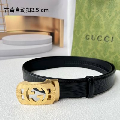 特 品牌： 古奇 新款进口小牛皮，手感细腻柔软。搭配纯钢自动精品钢扣，男士必备！宽度：3.5Cm