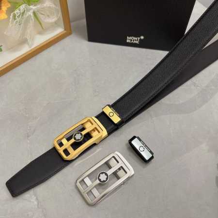 品名：万宝龙 Montblanc 自动带 材质：原单牛皮腰带 百分百头层牛皮腰带保证真皮，24K纯钢扣，专柜原单品质、做工精细，时尚大牌，送人自用首选 包装： - 点击图像关闭