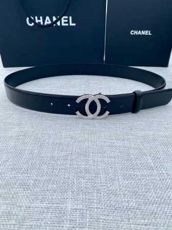 宽度3.0Cm Chanel 香奈儿 原版碰纹牛皮金 银 色镶钻钢扣。 - 点击图像关闭