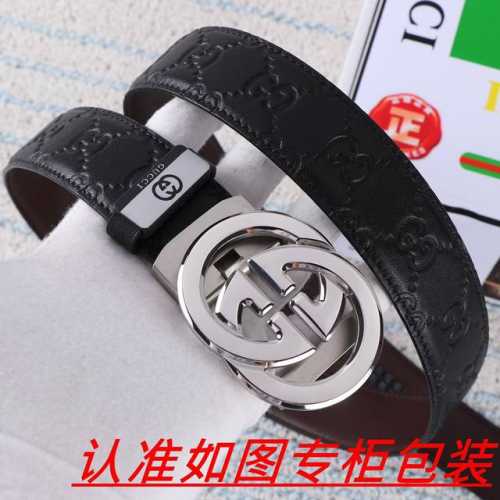 品名：古奇.Gu...Cci自动带 材料：百分百头层牛皮，保证真皮。24K纯钢扣双面可用专柜同等质量， 送人自用首选 包装： 请认准如图专柜包装，赠送打孔器，银