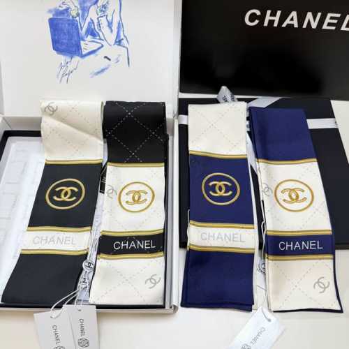 香奈儿真丝丝巾飘带 Chanel束发带 飘带款！可当小围巾，绑头发，绑手袋，绑在手腕装饰！多功能随便你搭配！双面斜纹真丝！