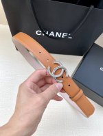 宽度3.0Cm Chanel 香奈儿 女士经典款腰带皮带新款光滑内衬磨砂牛皮银色 镶钻精品钢扣