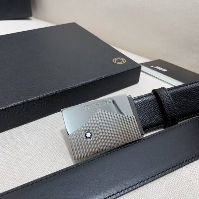 Mont~Blanc万~宝龙 宽3.5Cm 进口双面牛皮 百分百专柜纯铜扣 一带两用 时尚大气 成功男士的必备品 送礼佳品 自行裁剪尺码 扣头可随意搭配！