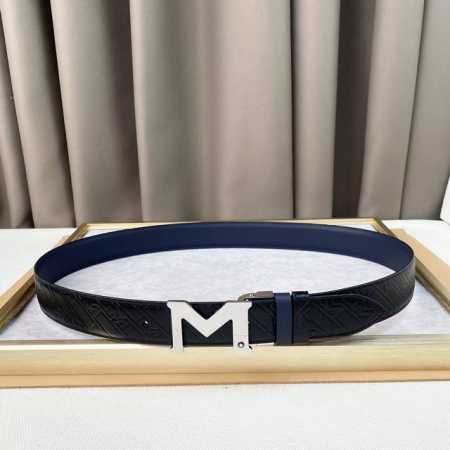 Montblan头层牛皮3.5Cm 年轻时髦！ 官网同步，纯铜金属标识。该皮带可调节，且能根据需要剪裁，达到修身效果。 - 点击图像关闭