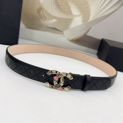 3.0Cm香奈儿腰带，双面头层牛皮皮料，长度：.75.80.85.90.95.100欧，彩色五金铜扣原版开模定制庆祝]