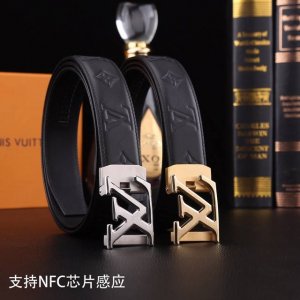 特 P180 路易威登秘原单高档品质专柜官网同步支持Nfc感应宽度3.5精美自动钢扣头意大利双面进口头层小牛皮原版花纹手感极佳 上身郊果棒男士最爱商务休闲两用长