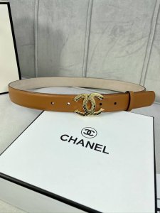 宽度3.0Cm Chanel 香奈儿 进口柔软小牛皮金 银色花纹金属logo花纹钢扣。