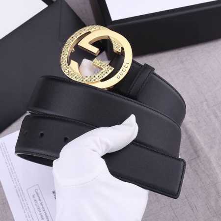 宽度4.0 Cm Gucci 加厚钢扣 双面头层手掌纹、采用精挑细选进口顶级牛皮，手感柔软细腻！品质保证！ - 点击图像关闭