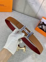 特 Hermes-H Belt Buckle & Reversible Leather Strap 33Mm 爱马仕专柜同步 进口双面小牛皮 精钢精品五金 双面