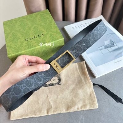 特P160 Gucci 722370 1W30G 专柜新款Pvc黑防 进口底 宽度3.5Cm 方形镂空版扣 /可自行裁剪