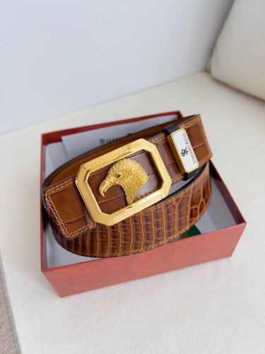 品名：史帝芬.尼治. Stefano Ricci 腰带 皮带 型号：挂扣，纯钢材质挂扣镶钻，挂孔带身，双面头层牛皮材料：百分百头层牛皮，保证真皮。24K纯钢扣专