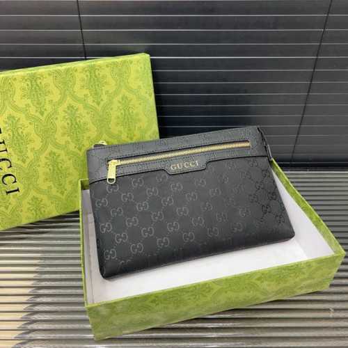 Gucci 古奇 牛皮手拿包 夹包 男包 顶级做工 高端品质 配送礼盒 规格 27 X 17 Cm