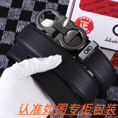 品名：菲拉格木原单 材料：百分百头层牛皮，保证真皮。24K纯钢扣双面可用专柜同等质量， 送人自用首选 包装： 请认准如图专柜包装，赠送打孔器，银联发票，宽度3.