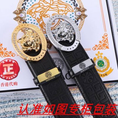 品名：Versace.范思哲原单 材料：百分百头层牛皮，保证真皮。24K纯钢扣双面可用专柜同等质量， 送人自用首选 包装： 请认准如图专柜包装，
