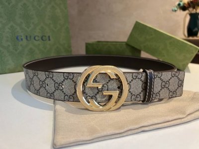 古驰男士Pvc配皮双G精钢滚砂金属扣38Mm，经典热门款。顶级