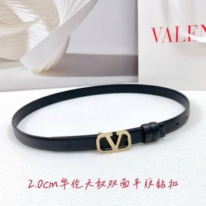 2.0Cm 华伦天奴双面平纹腰带，双面头层牛皮皮料，长度：.75.80.85.90.95.100欧，铜五金钻扣原版开模定制庆祝]